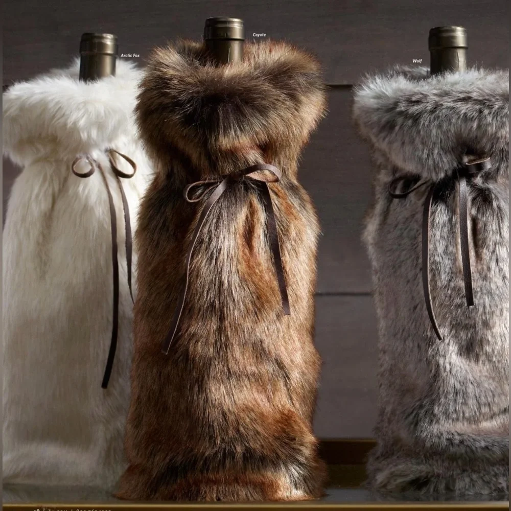 Restoration Hardware Faux Fur Wine Bag